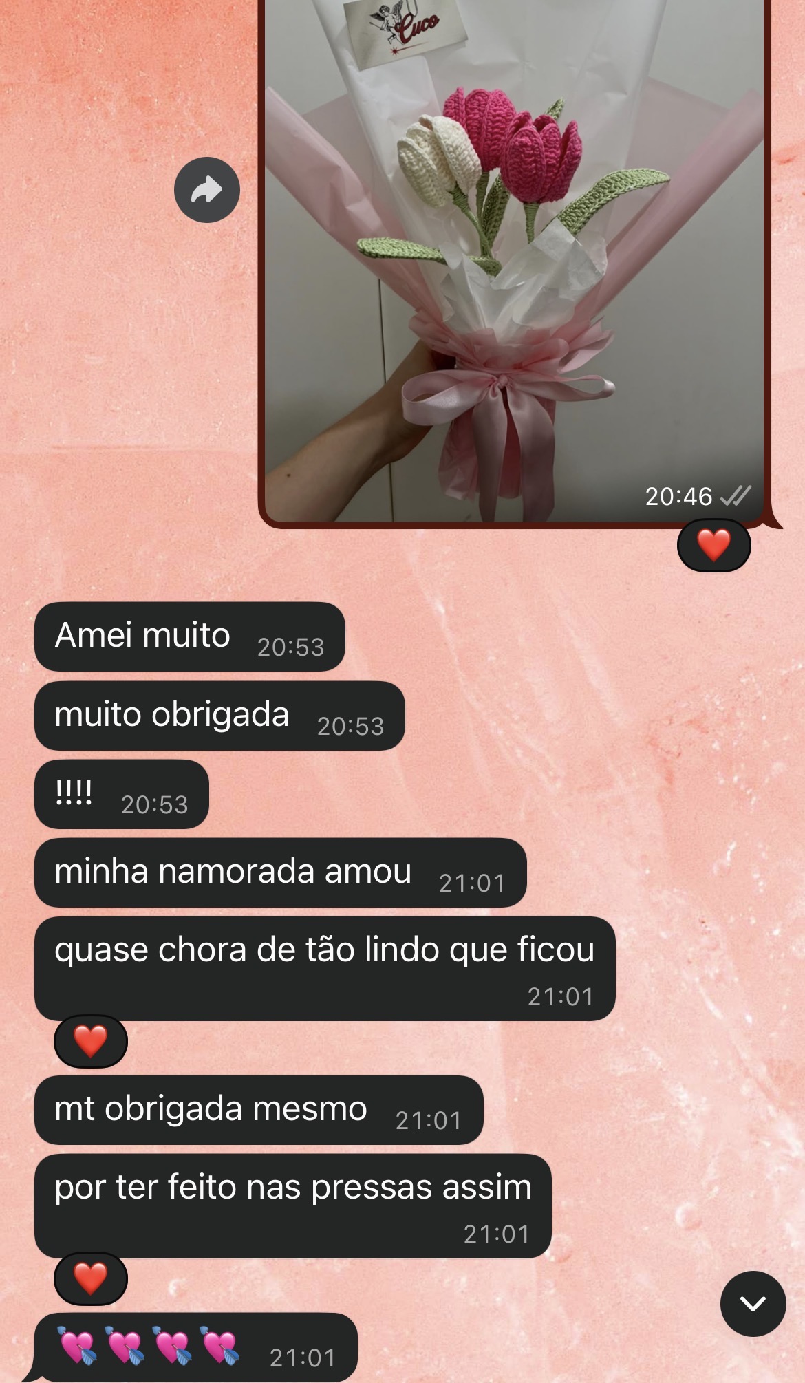 Print de conversa de cliente sobre sua compra